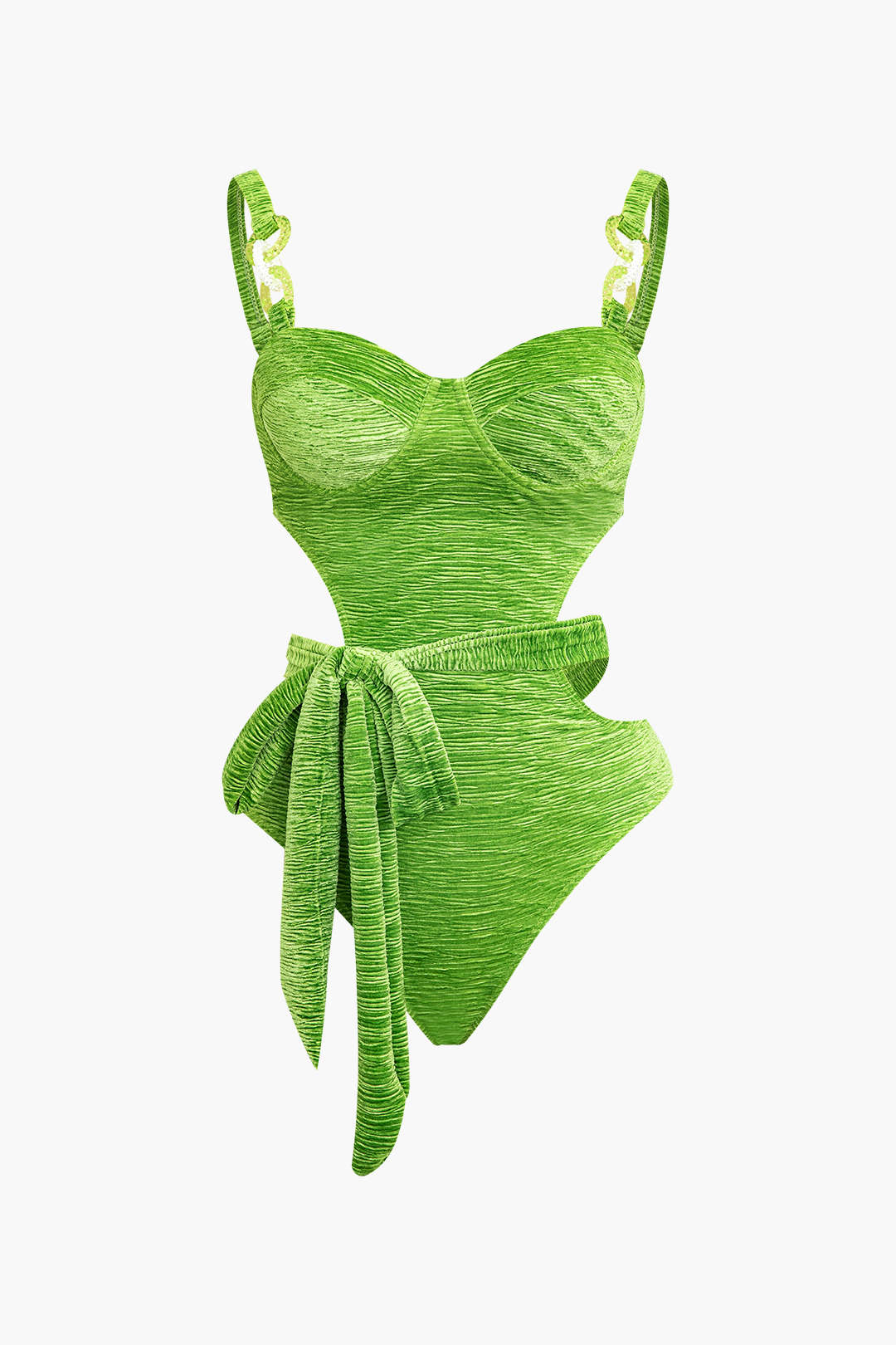 Textured Cut-Out Knot Tummy Control One-Piece Swimsuit