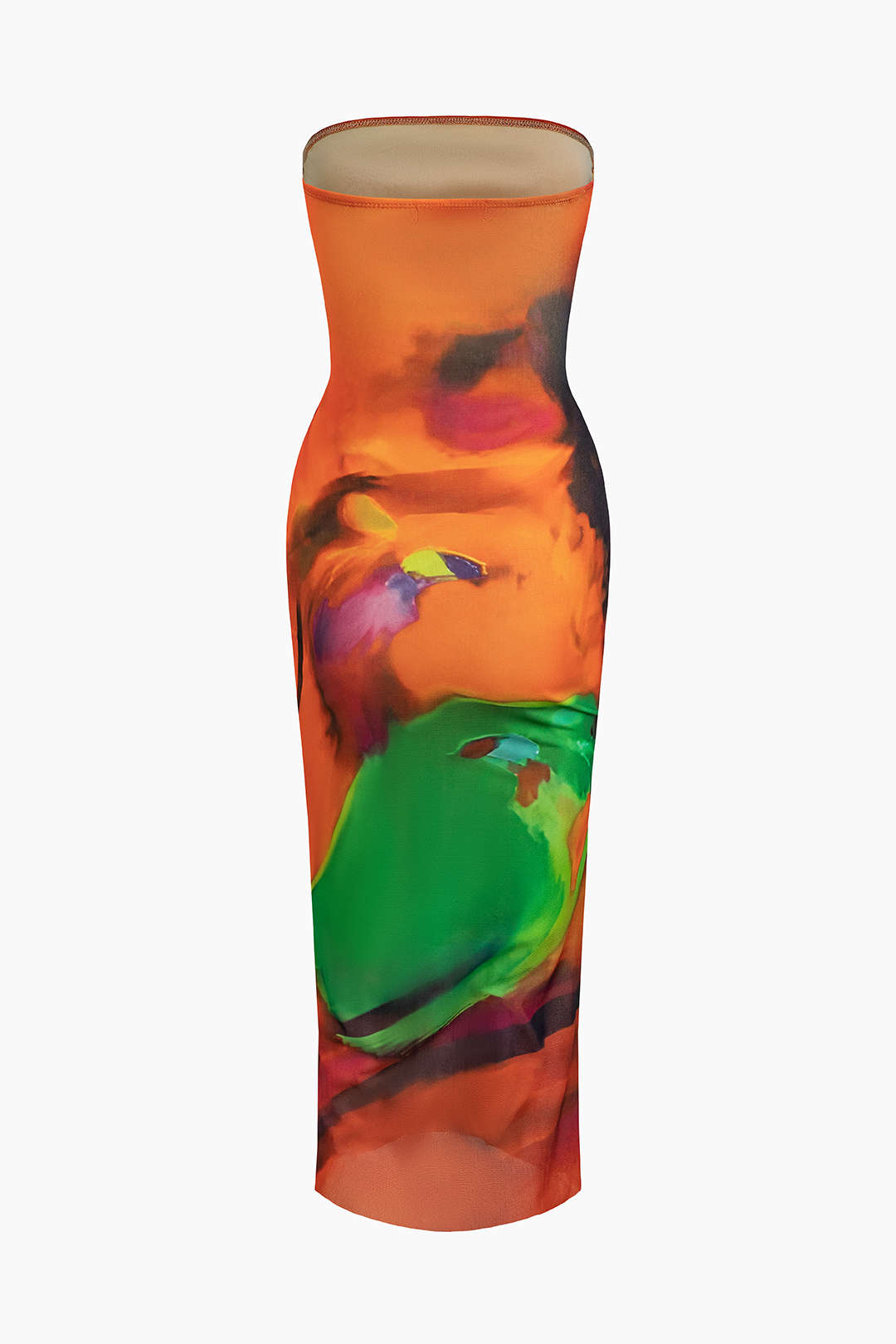 Tie Dye Strapless Midi Dress