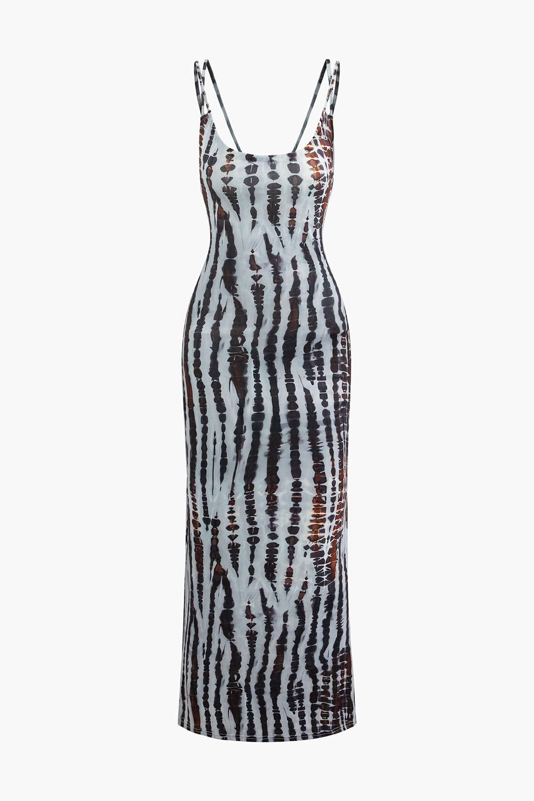 Printed Square Neck Slit Slip Maxi Dress