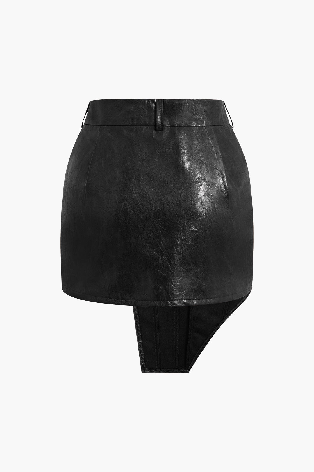 Asymmetrical Faux Leather Mini Skirt