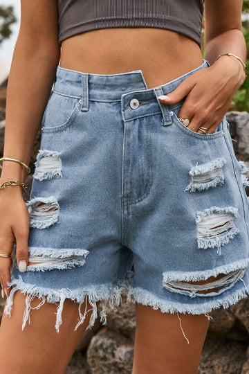 Ripped Denim Shorts