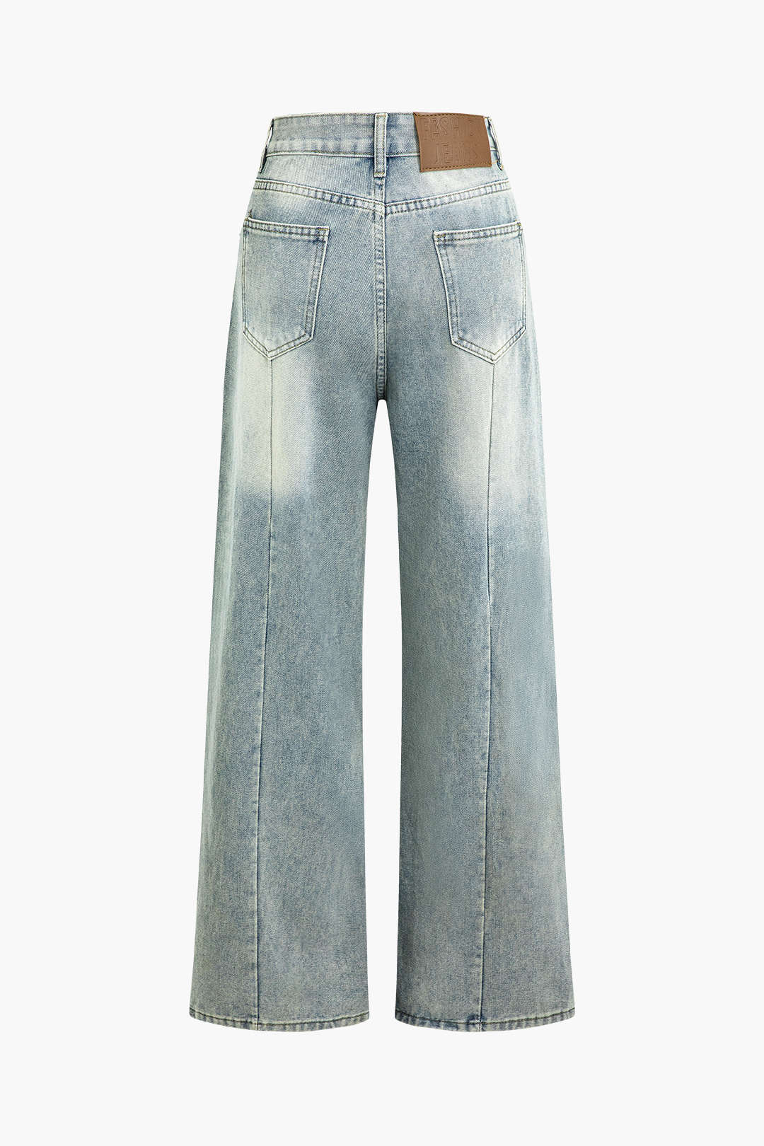 Faded High Waist Pocket Wide Leg Jeans