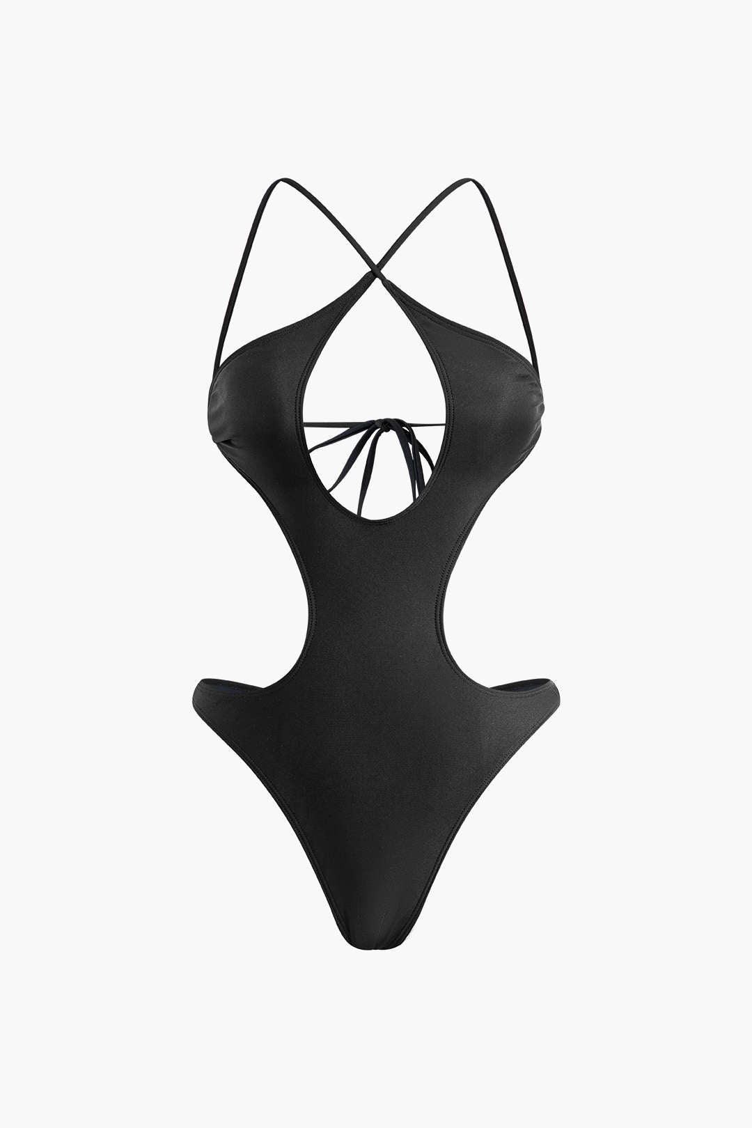 Tummy Control Cross Tie Back Cut Out One-Piece Swimsuit