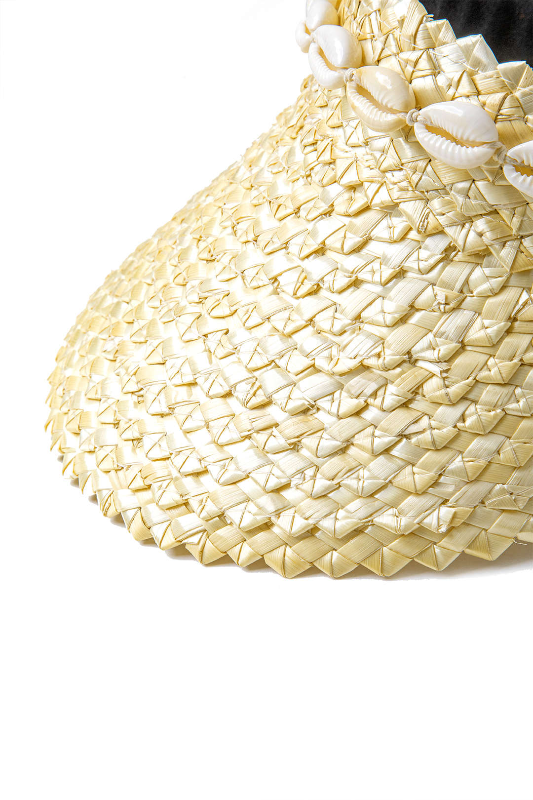 Shell Detail Woven Straw Visor Hat