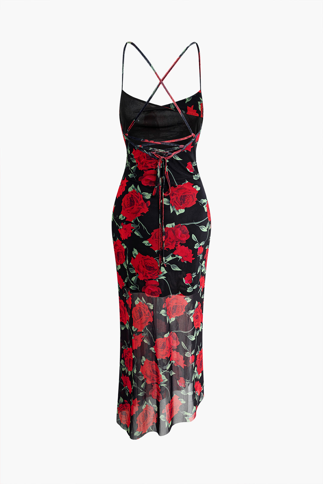 Floral Print Cross Strap Midi Dress