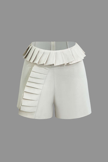 High Waist Pleated Trim Shorts