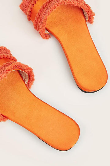 Fringed Flat Slippers