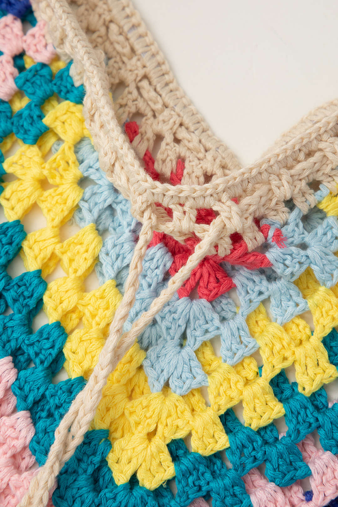 Rainbow Crochet Tie Front Tube Top And Shorts Set