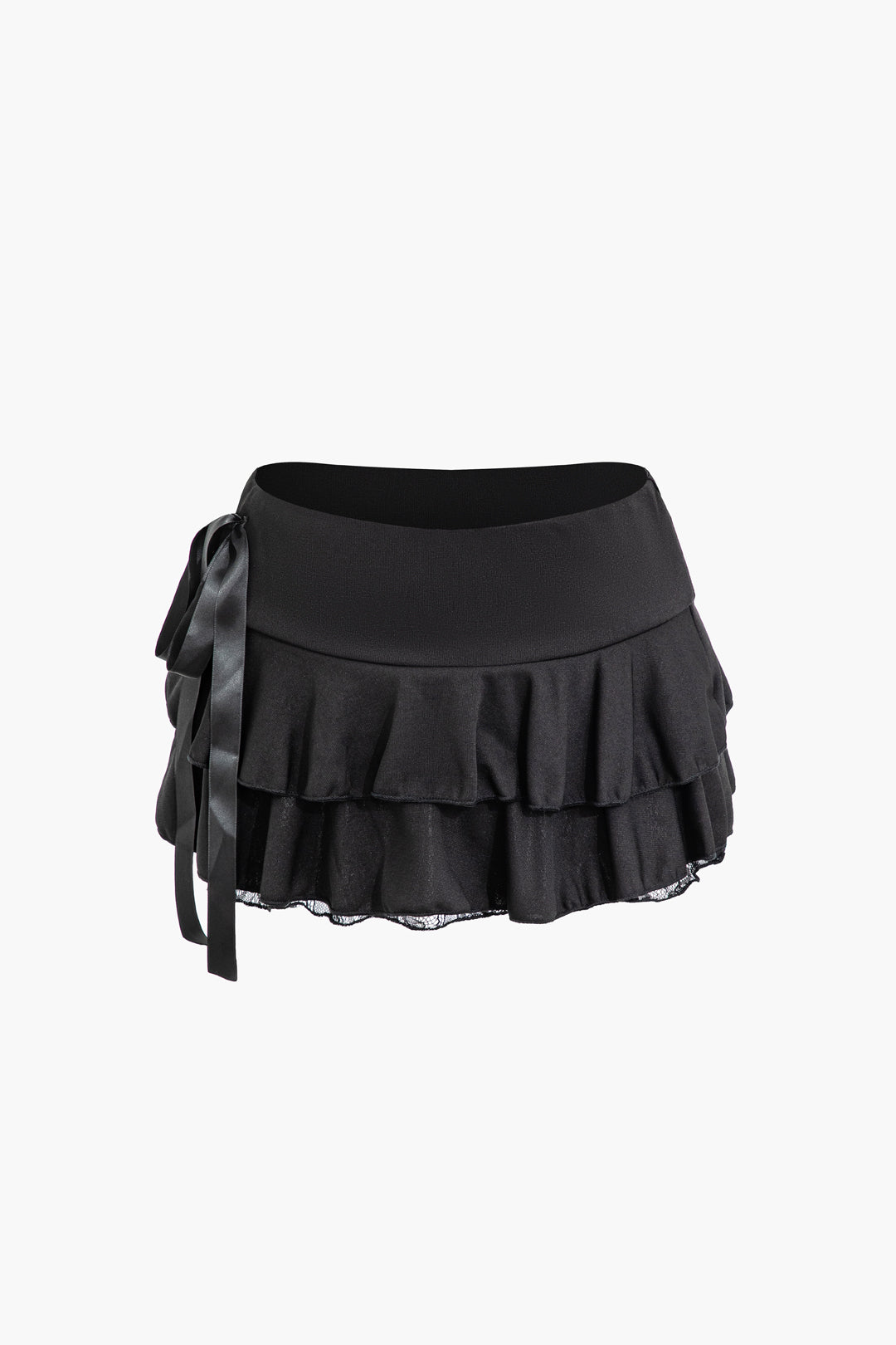 Lace Patchwork Pleated Mini Skirt