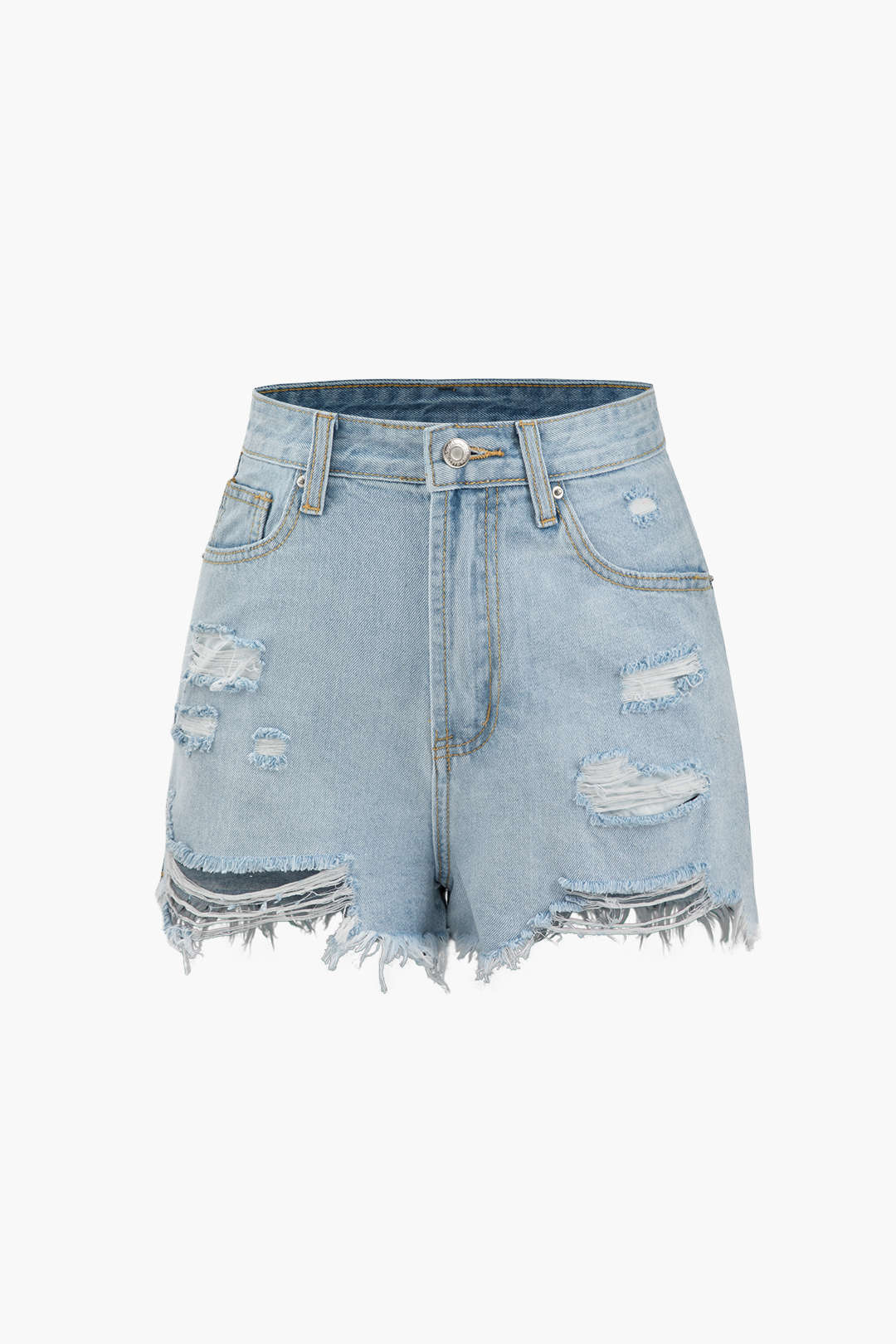 Frayed Destroyed Denim Shorts