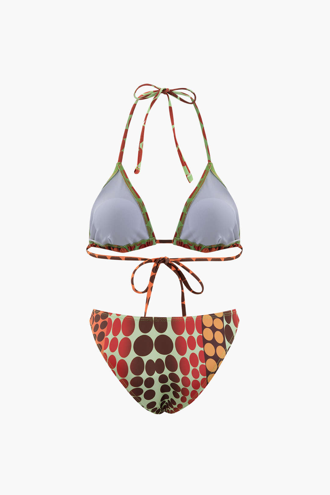 Polka Dot Bikini With Headscarf And Sarong Set