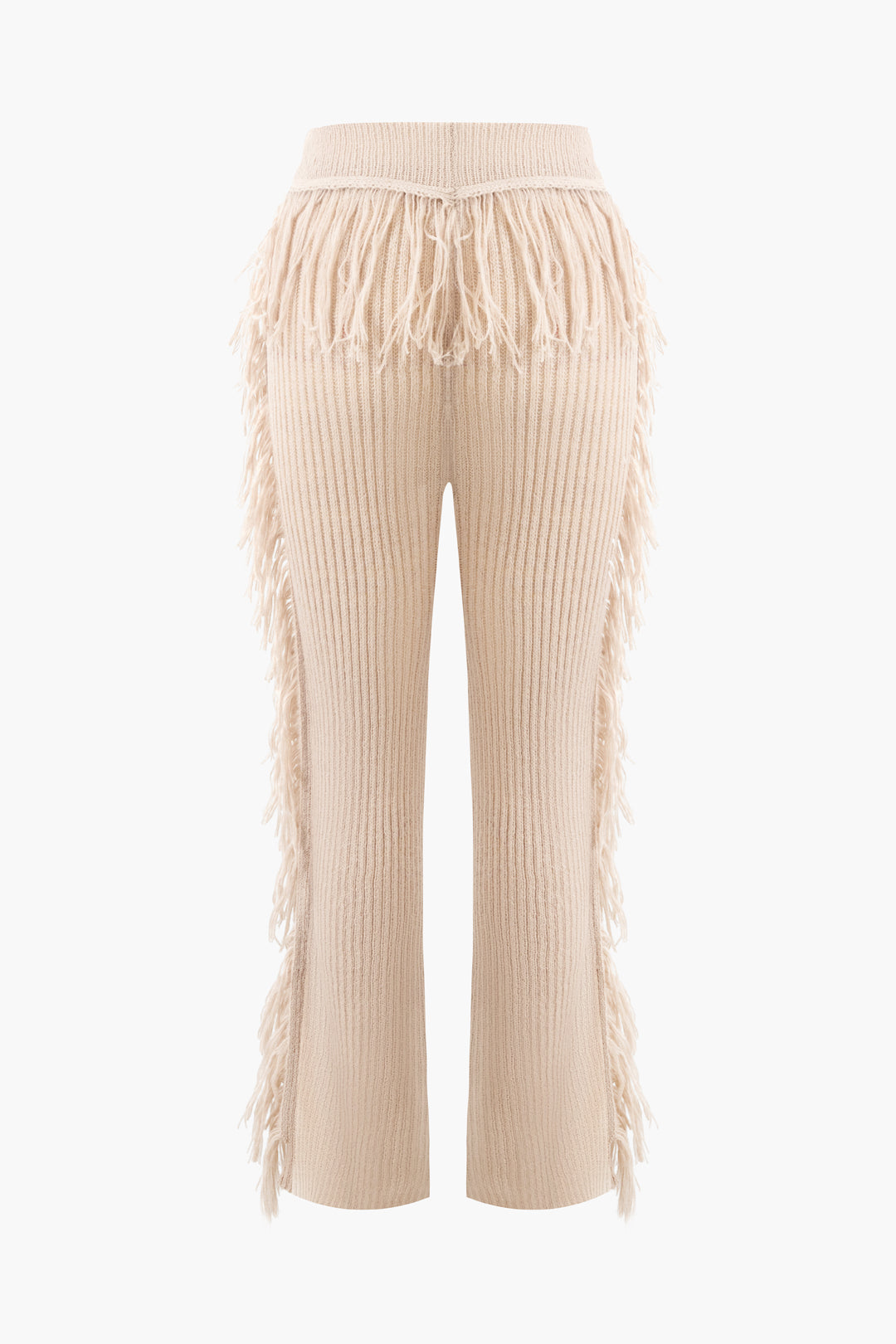 Fringe Detail Long Sleeve Knit Sweater And Knit Pants Set