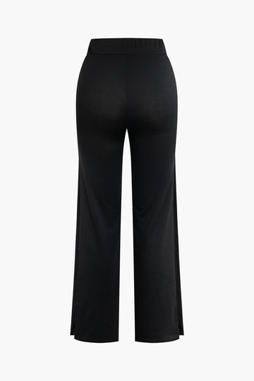 Side Slit High Waist Straight Leg Pants