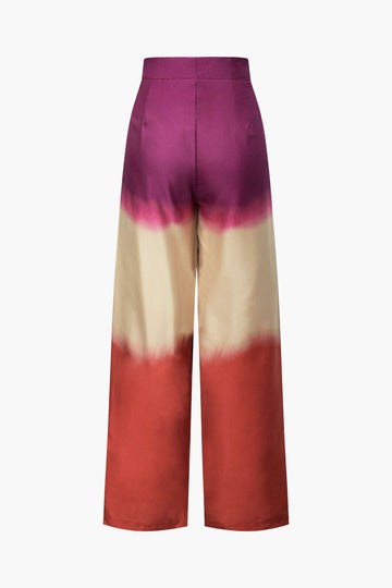 Ombre High Waisted Satin Straight Leg Pants