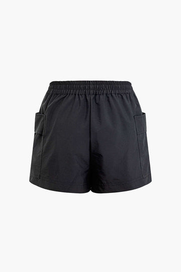 Elastic Waist Drawstring with Pocket Skort