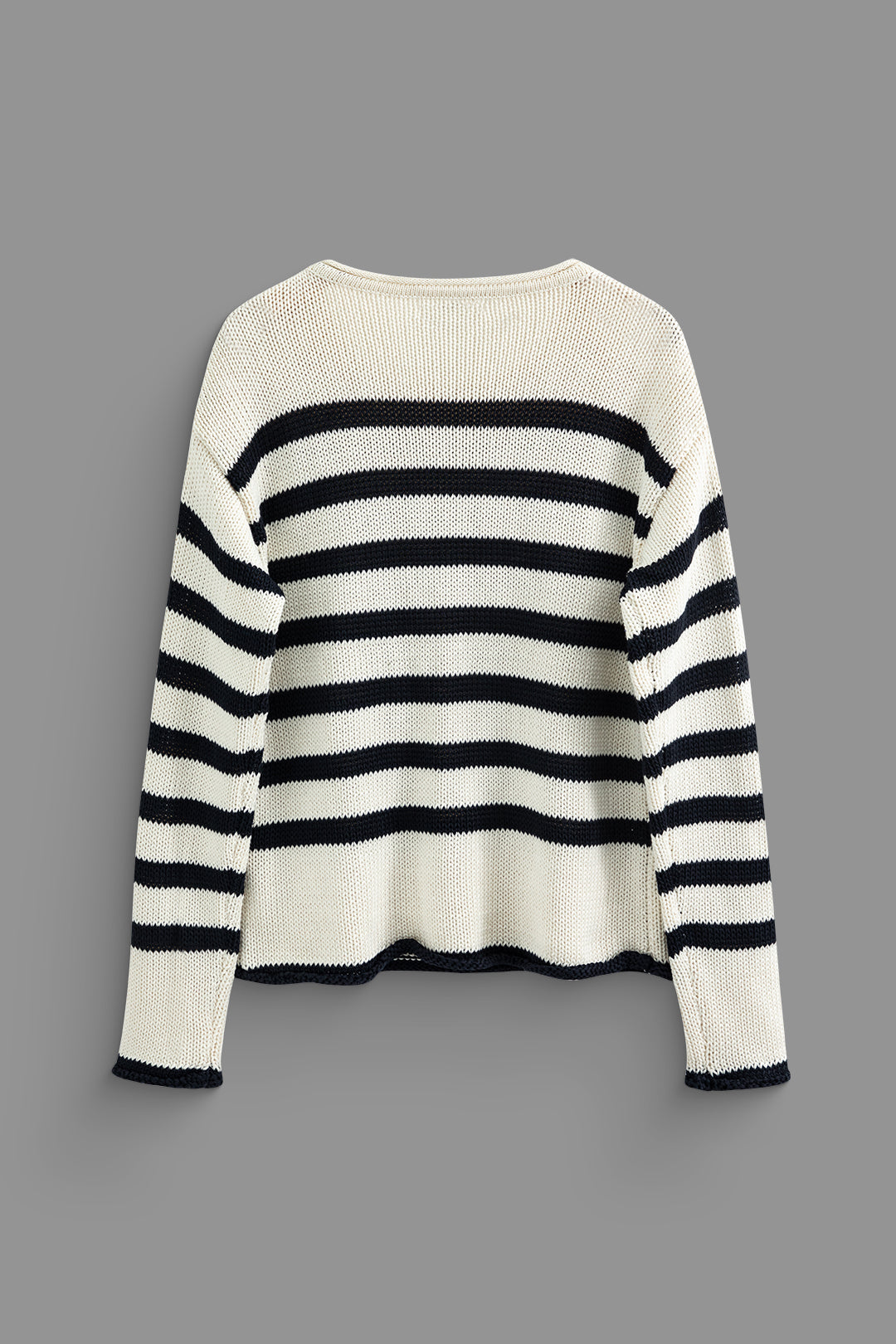 Stripe Round Neck Knit Long Sleeve Top