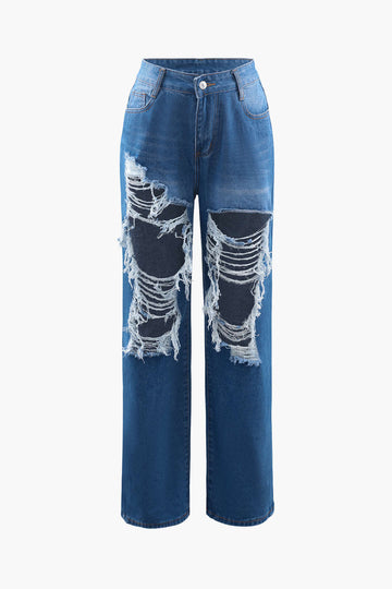 Destroyed Straight Leg Jeans