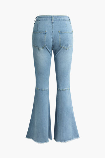 Frayed Hem Flare Leg Jeans