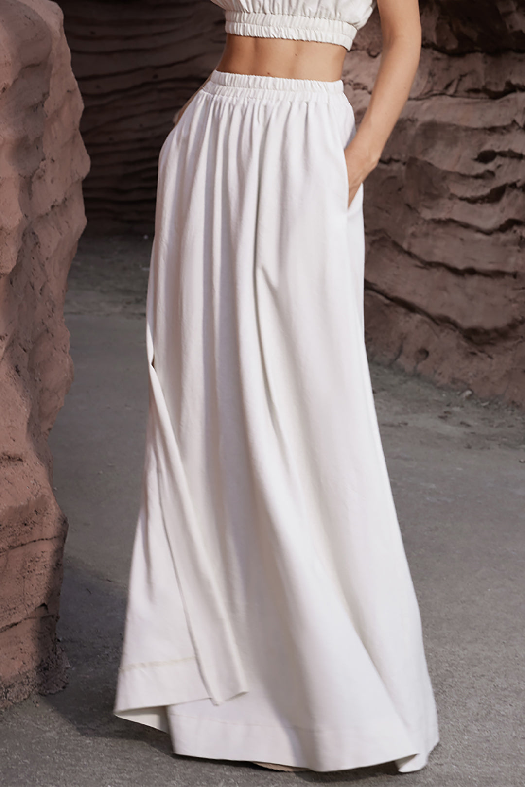 Linen High Waist Maxi Skirt