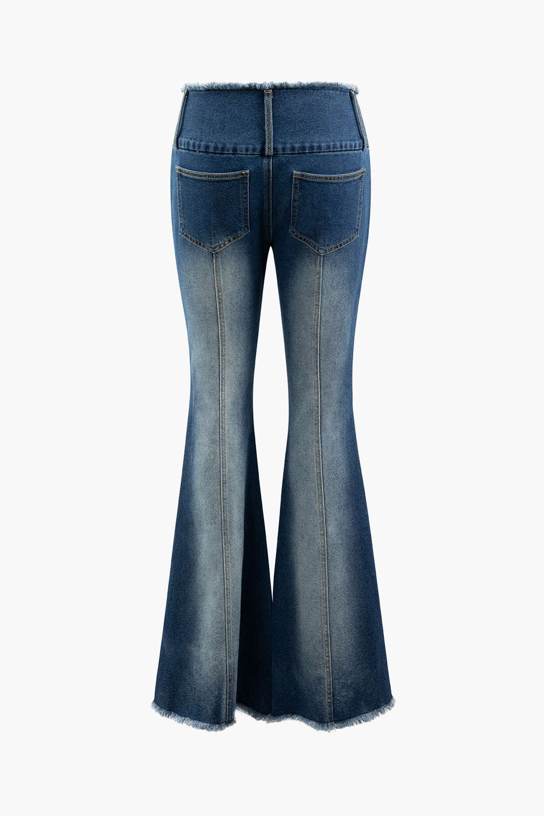 Low Rise Frayed Trim Flare Leg Jeans