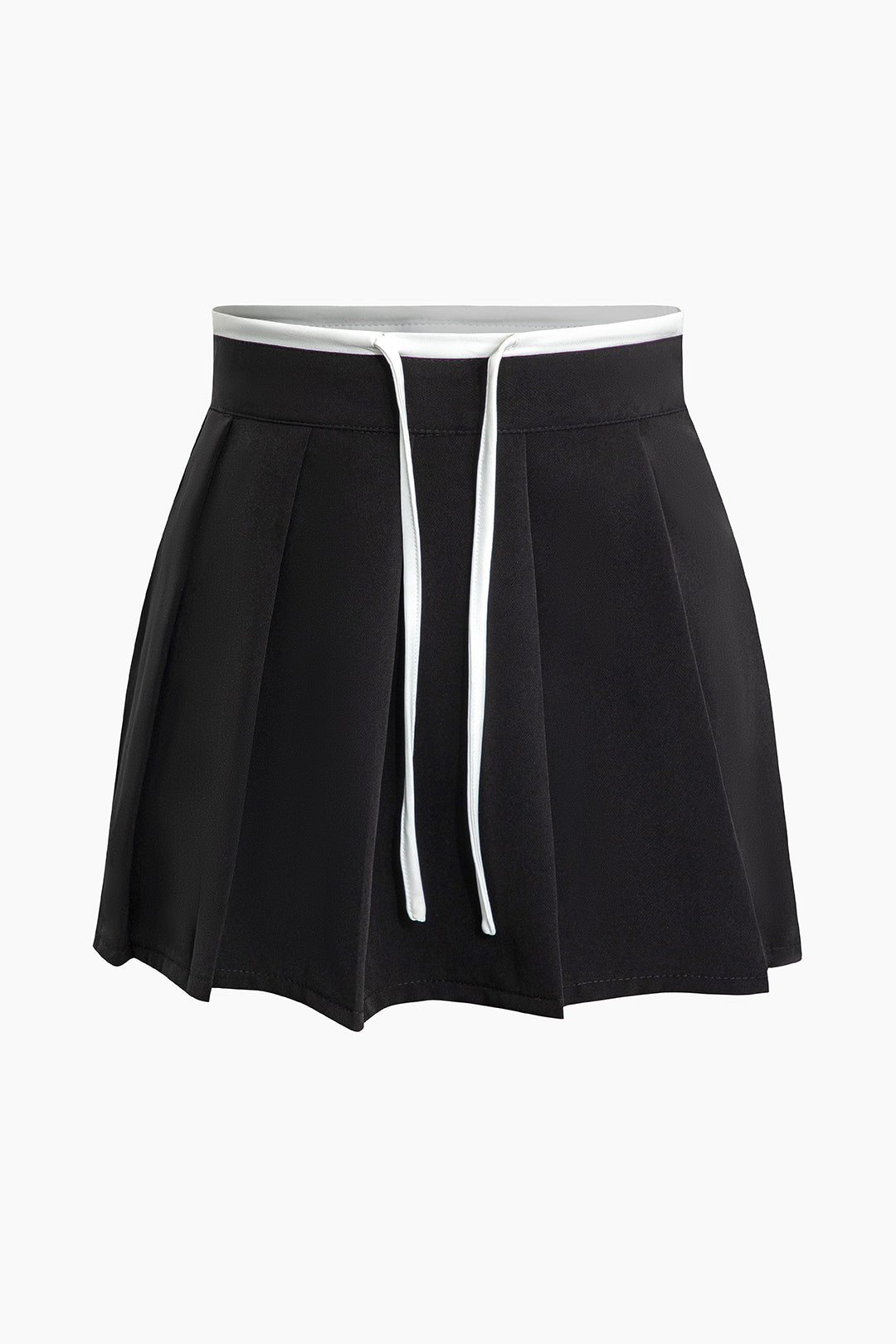 Contrast Drawstring Waist Pleated Shorts