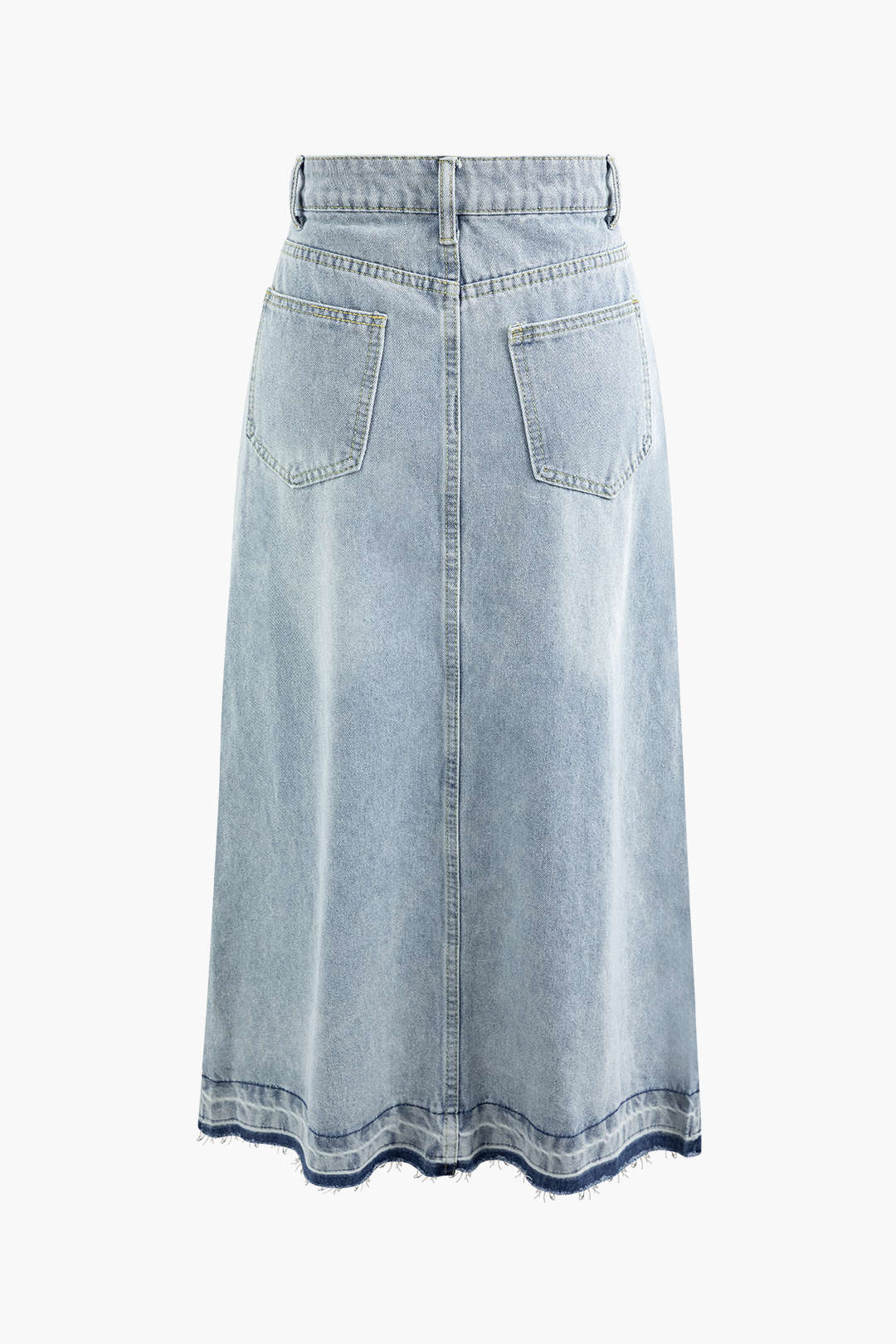 Denim Slit Front Midi Skirt