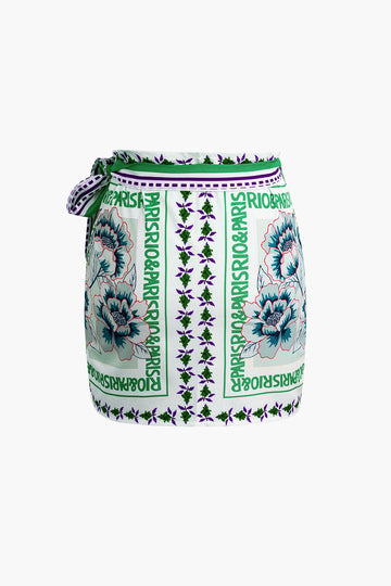 Floral Print Wrap Knot Mini Skirt