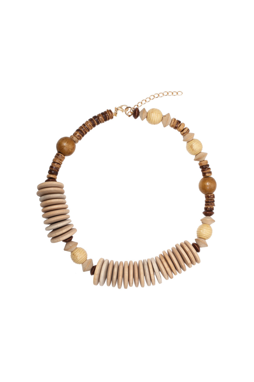 Geometric Wooden Bead Necklace