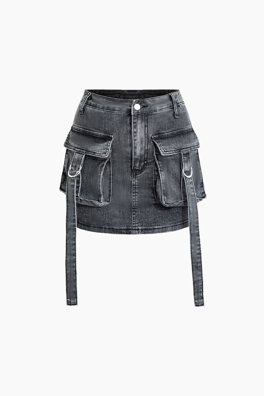 Flap Pocket Denim Mini Skirt