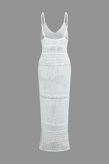 Crochet V-neck Slip Slit Cover Up