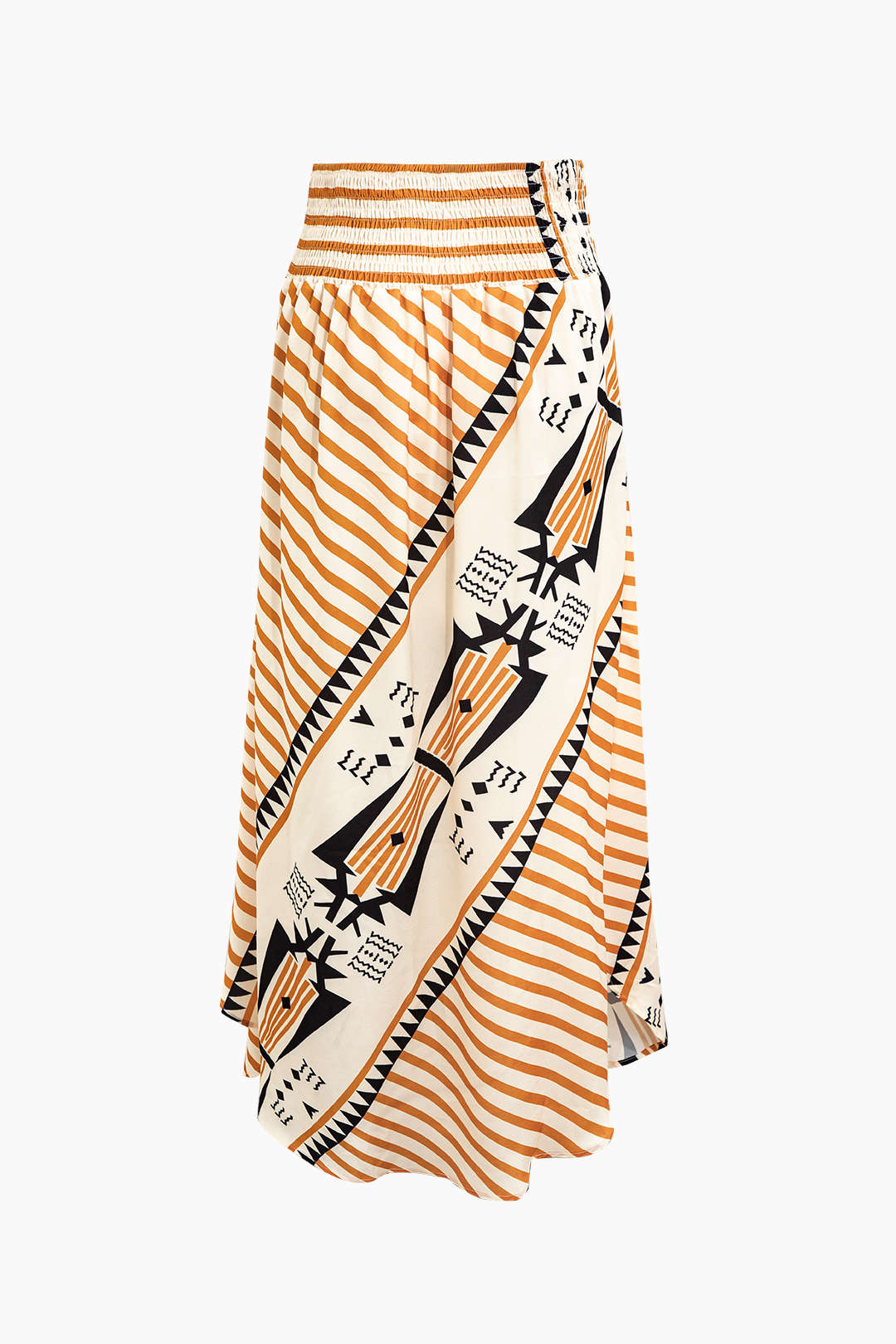 Printed Asymmetric Maxi Skirt