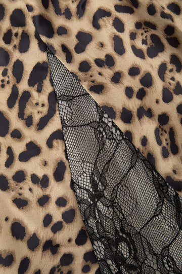 Lace Detail Leopard Print Maxi Dress