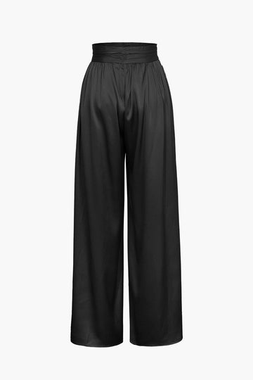 Heavy Satin High Waisted Wide Leg Pants