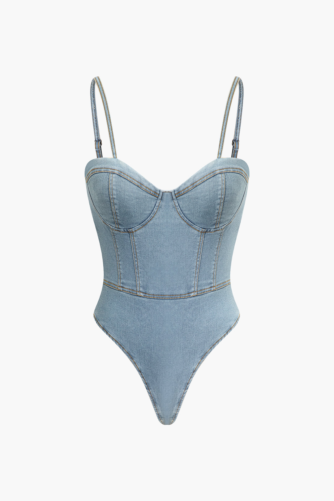 Denim Strap Bustier Bodysuit