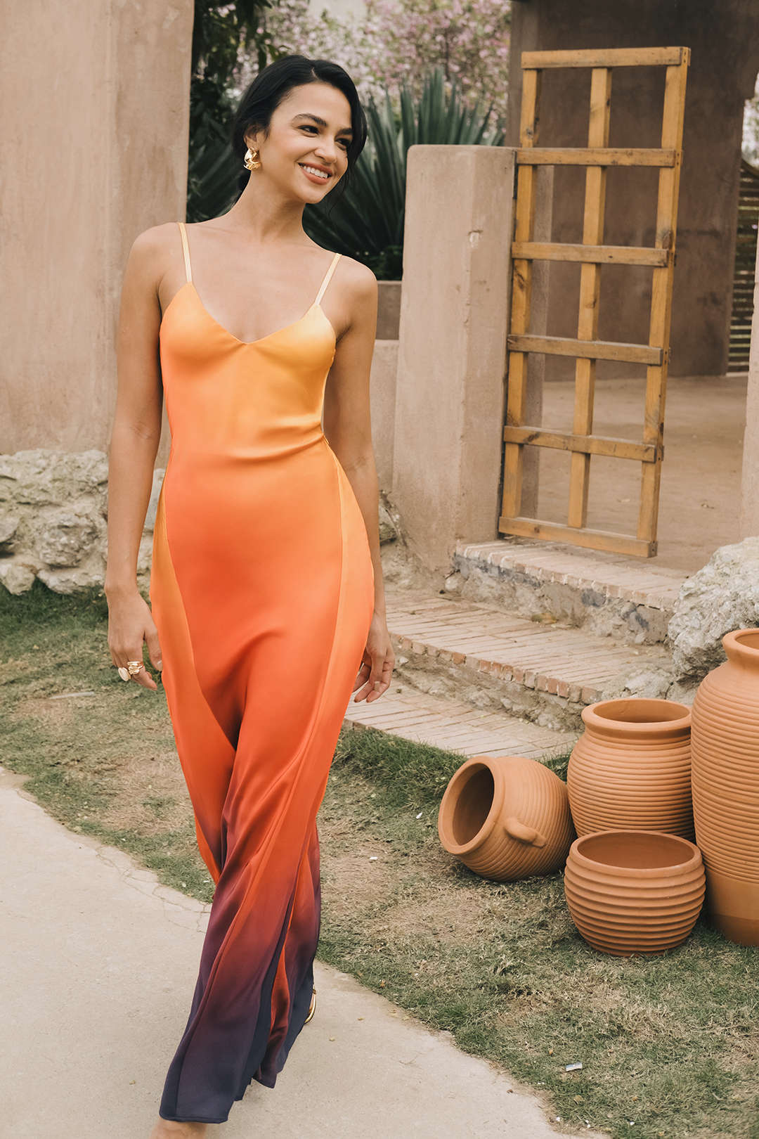 Ombre V-neck Cami Maxi Dress