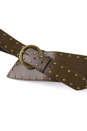 Faux Leather Studded Waist Belt