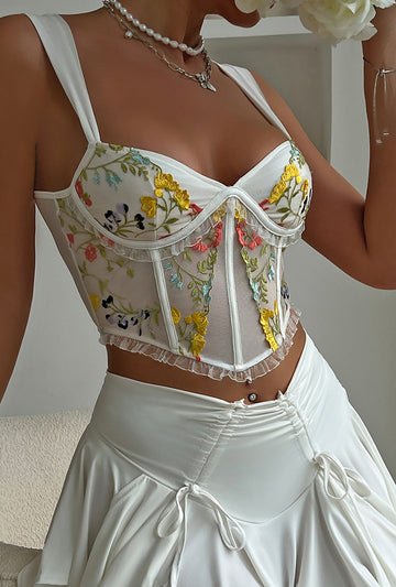 Floral Embroidered Corset Cami Top