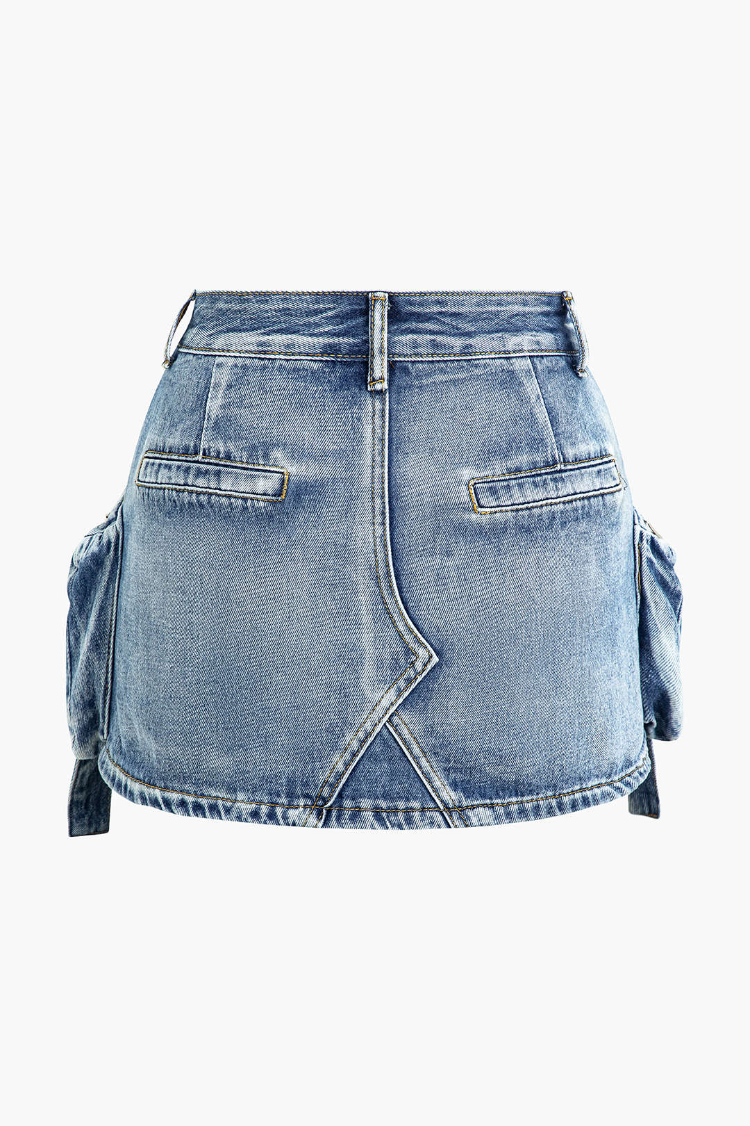 Faded Pocket Denim Mini Skirt