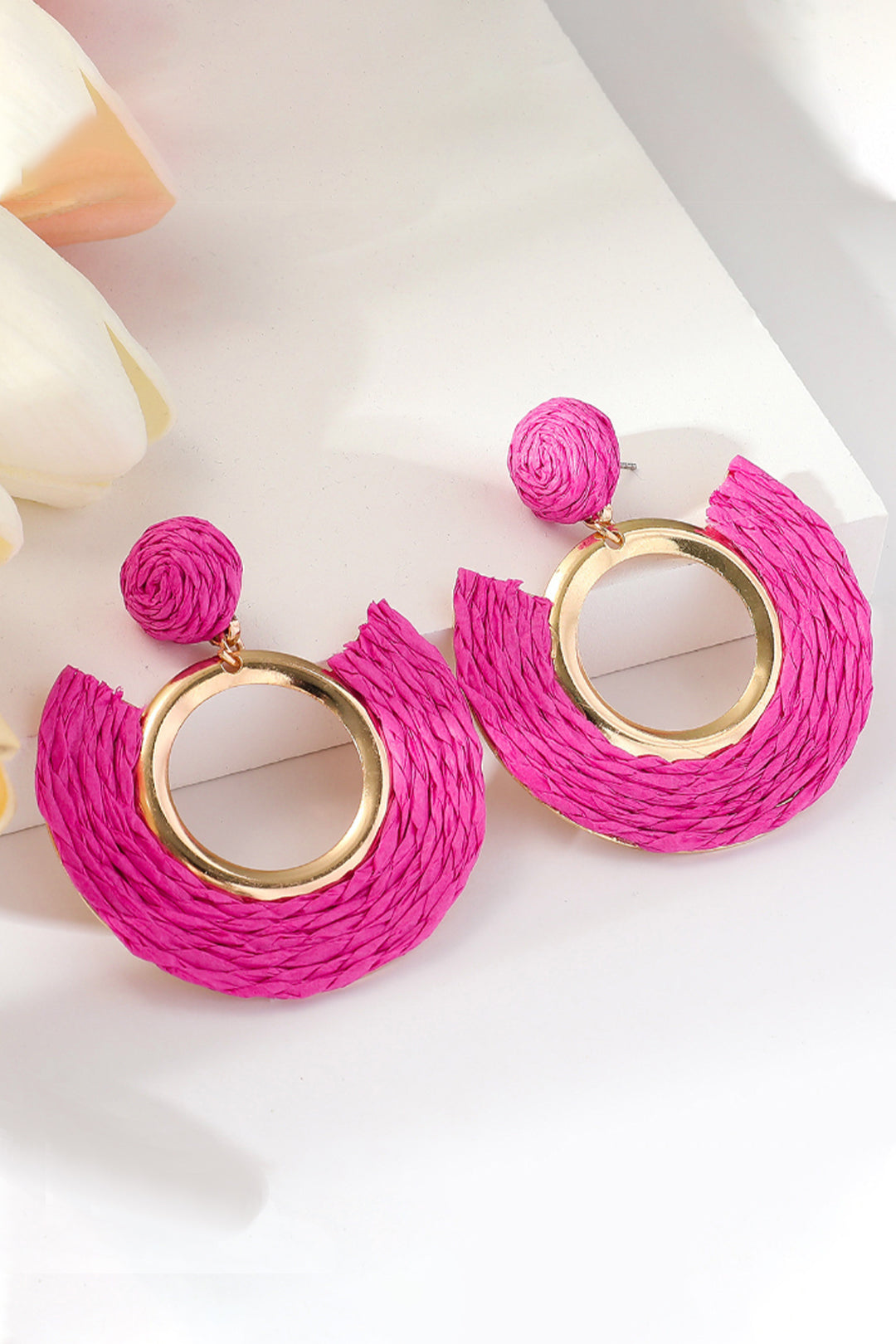 Textured Circle Drop Earrings