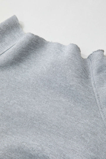 Frayed Hem Mock Neck Sweatshirt