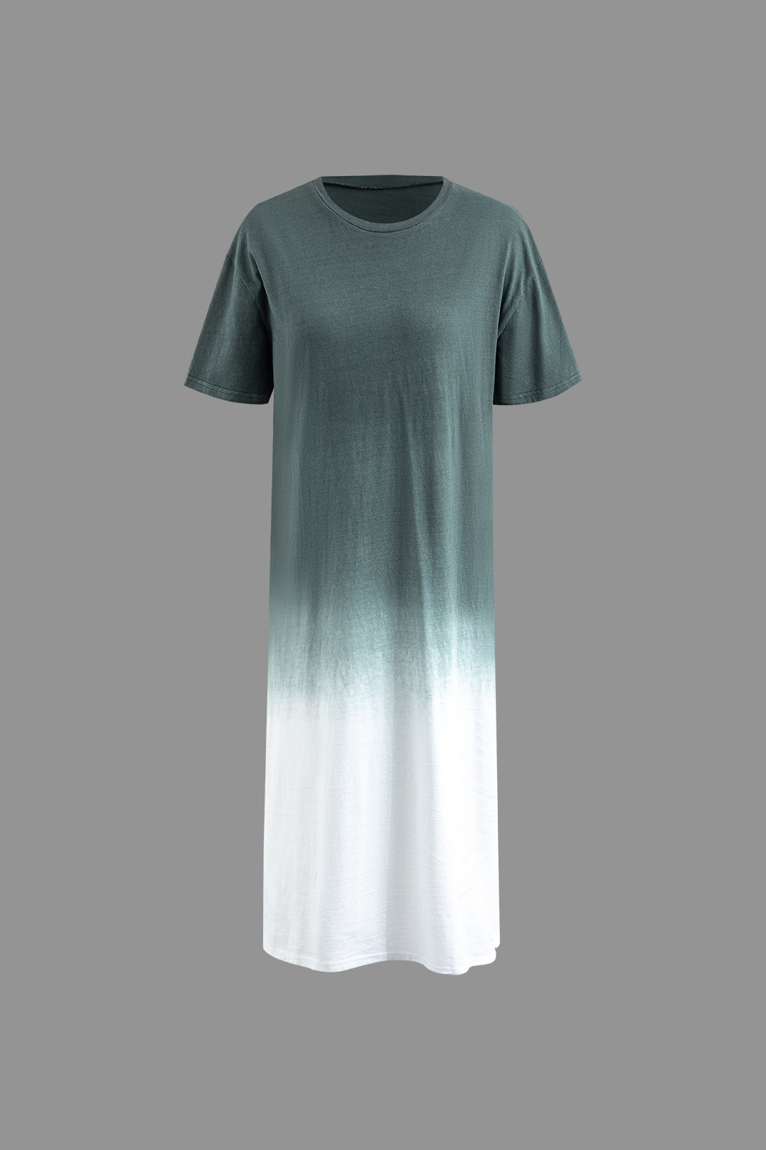 Ombre Round Neck Short Sleeve Midi T-shirt Dress