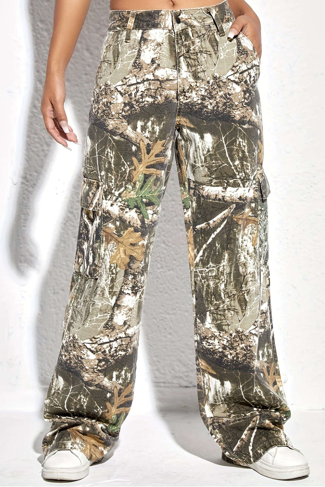 Abstract Print Straight Leg Jeans