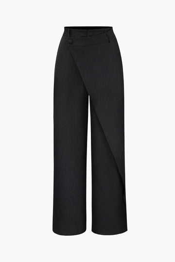 Draped Wrap Straight Leg Suit Pants