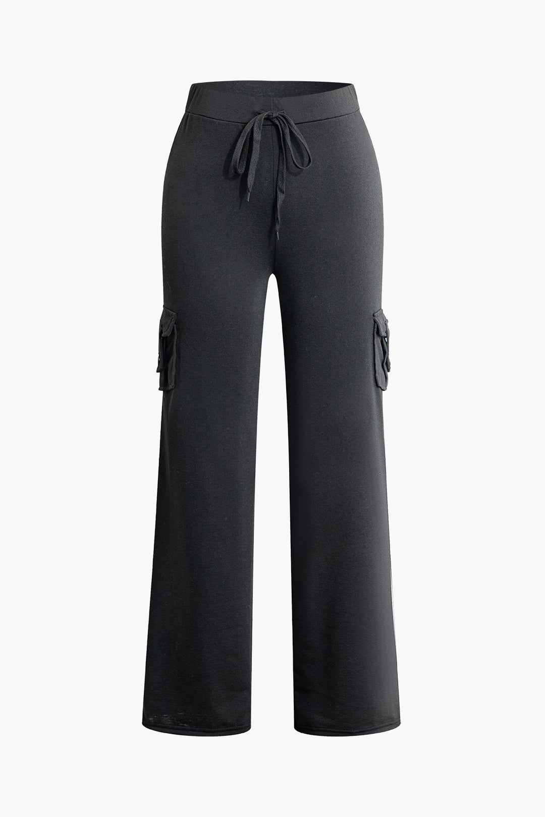 Flap Pocket Straight Leg Drawstring Pants