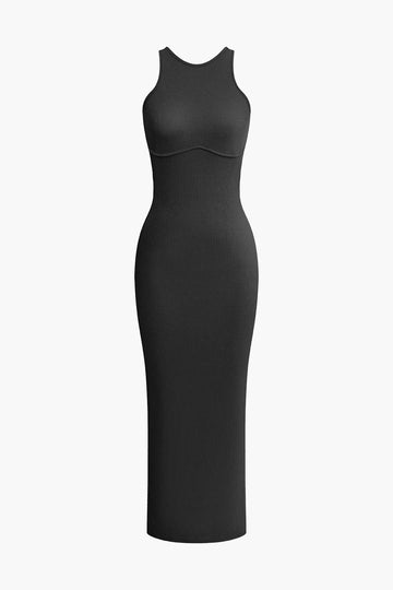 Cross Backless Slit Midi Dress