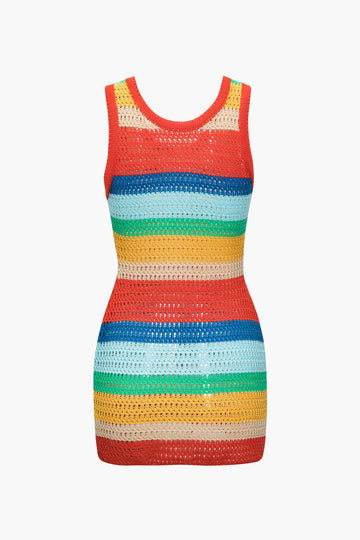 Contrast Hollow Out Tank Mini Dress