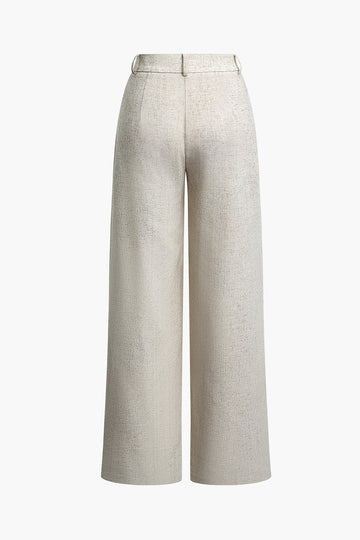 Linen Asymmetrical Zipper Straight Leg Pants