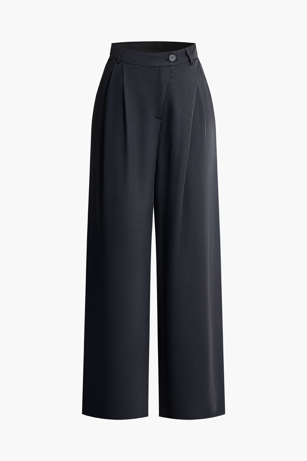 Asymmetrical High Waist Pleated Suit Wide Leg Pants