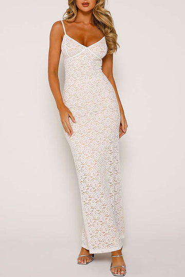 Lace Slip V-neck Maxi Dress