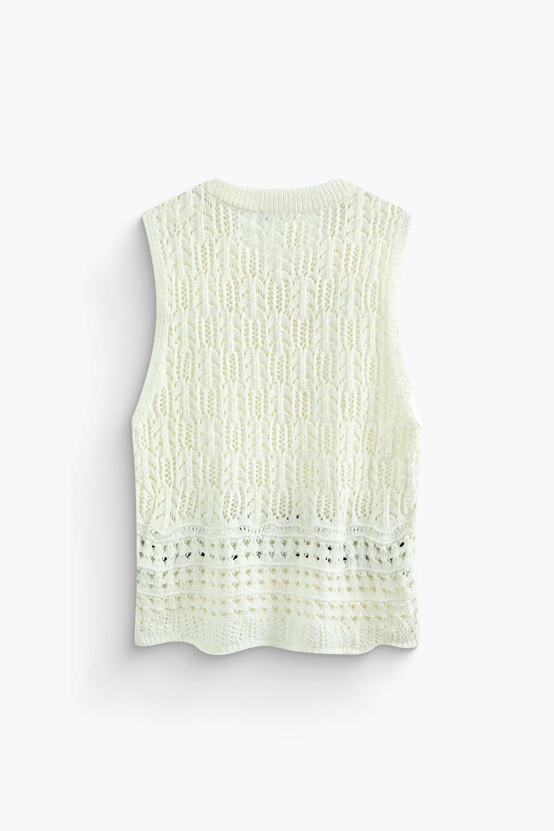 Contrast Stitch Crew Neck Hollow Out Crop Sweater Vest